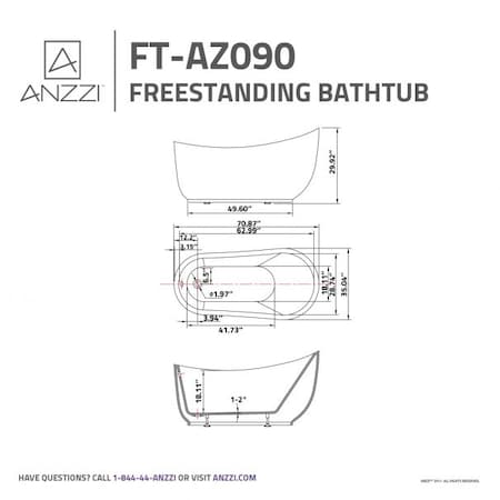 Anzzi Talyah 5.92 ft. Freestanding Bathtub in White FT-AZ090